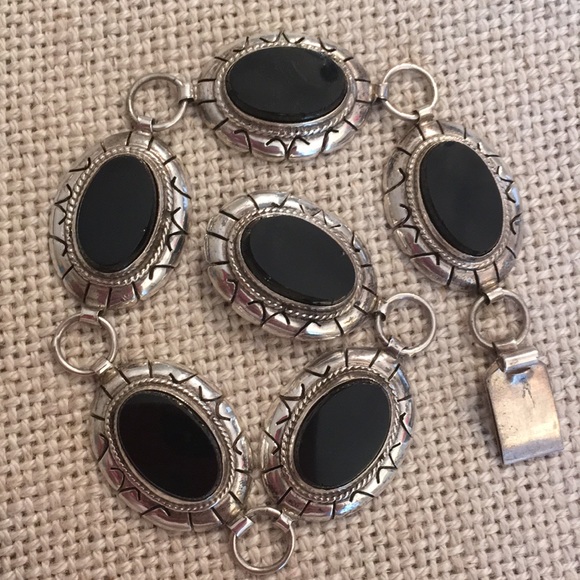Vintage Sterling Black Silver Oval Bracelet N.C.V. - Picture 11 of 16
